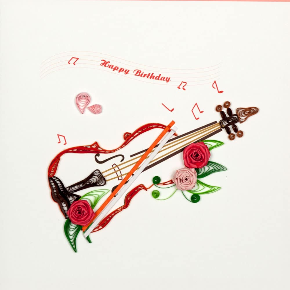 Elegant 50 Violin Happy Birthday Card