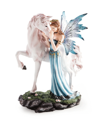 Fantasy Fairy Figurine - Blue Fairy with Unicorn