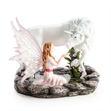 Fantasy Fairy Figurine - Pink Fairy with Unicorn