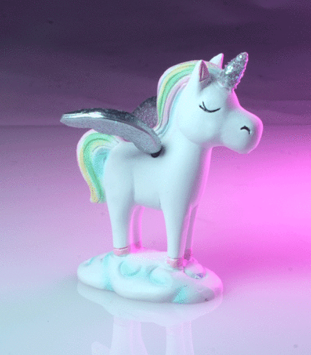 Small Mystical Unicorn Figurine with Wobbling Wings