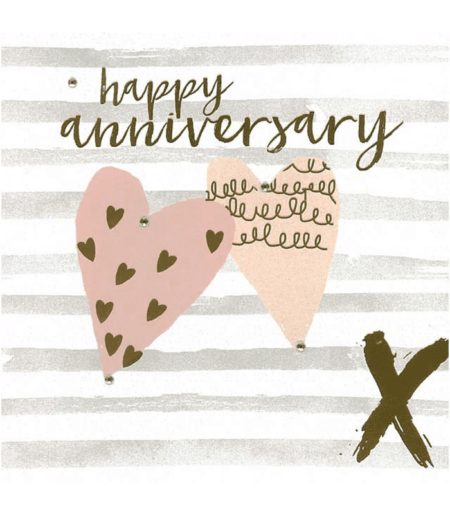Blush Greeting Card with Gems – Happy Anniversary