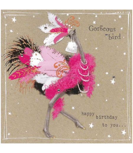 Fancy Pants Greeting Card with Gems – Gorgeous Bird, Happy Birthday