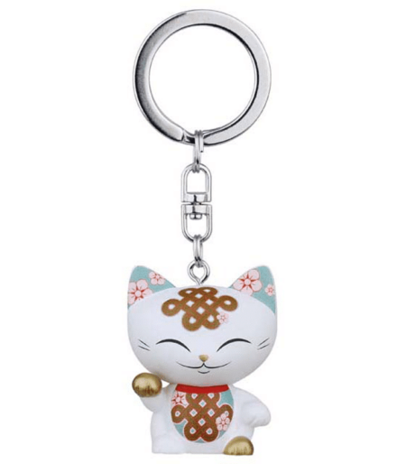 Mani The Lucky Cat Keychain – White. Lucky gifts for her