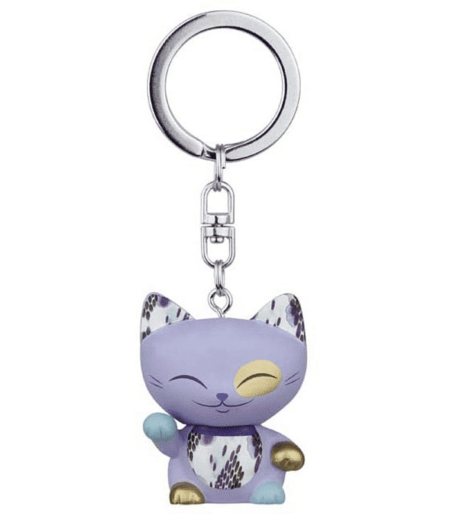 Mani The Lucky Cat Keychain – Dark Lavender, gifts for girls, lucky gifts