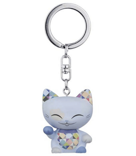 Mani The Lucky Cat Keychain – Light Blue Violet, gifts for girls