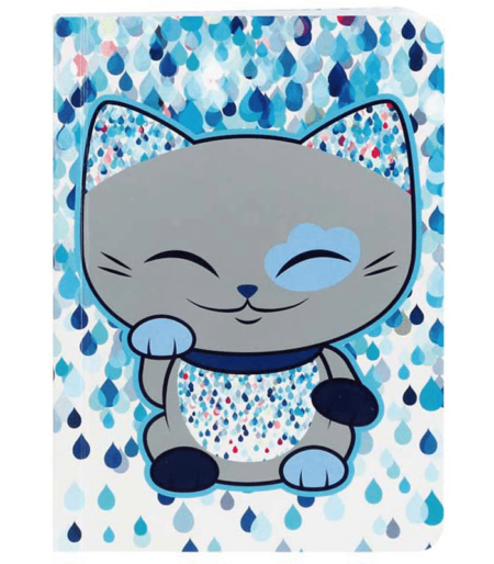 Mani The Lucky Cat – Notebook – Sliver and Blue