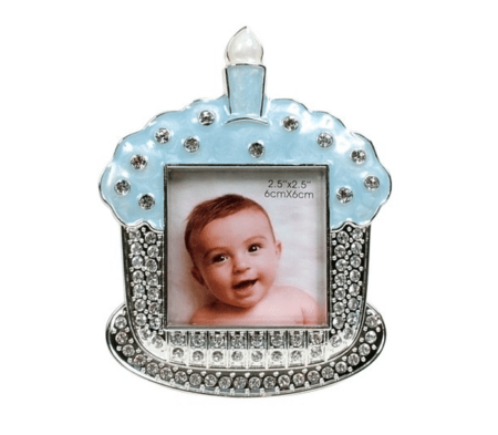 Dakota – Baby Boy Blue Cupcake Photo Frame with Diamante