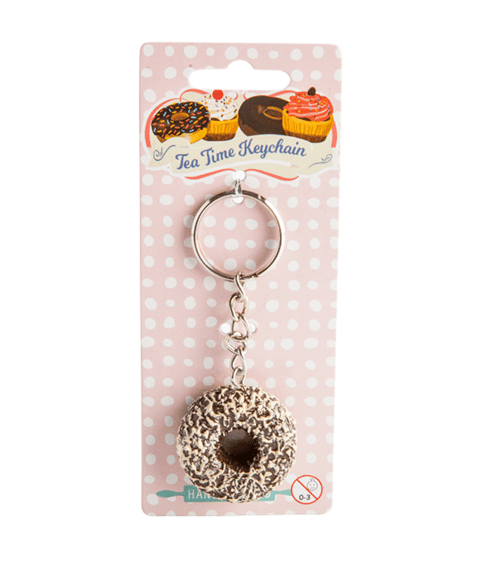 Chocolate with Coconut Doughnut Hand-painted Keychain