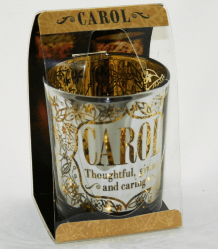 Metallics Personalised Candle Pot with Name Meaning – Carol