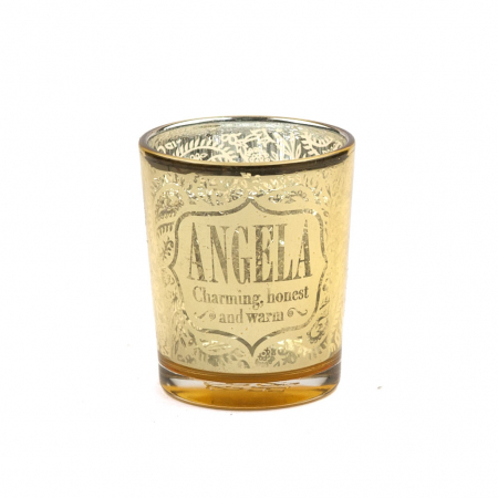 Metallics Personalised Candle Pot with Sentiment – Angela