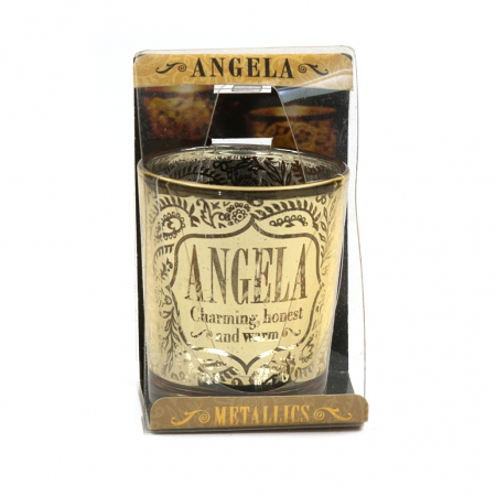 Metallics Personalised Candle Pot with Sentiment – Angela