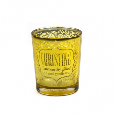 Metallics Personalised Candle Pot with Name Meaning – Christine