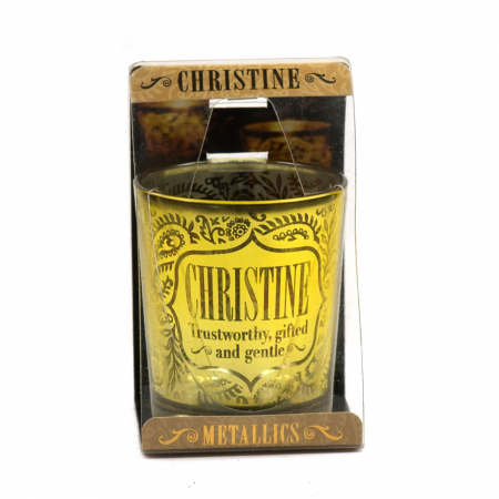 Metallics Personalised Candle Pot with Name Meaning – Christine