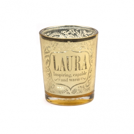 Metallics Personalised Candle Pot with Sentiment – Laura