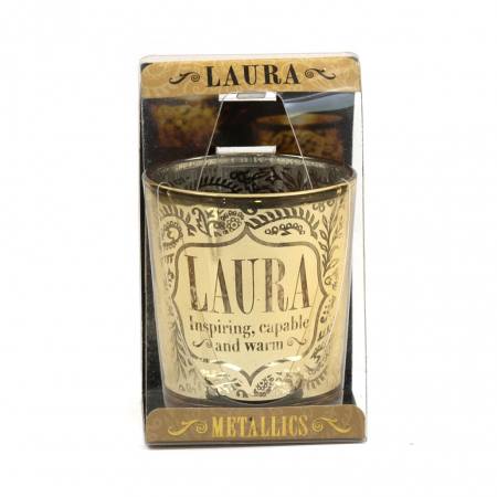 Metallics Personalised Candle Pot with Sentiment – Laura