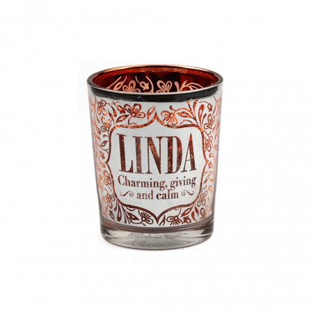 Metallics Personalised Candle Pot with Sentiment – Linda