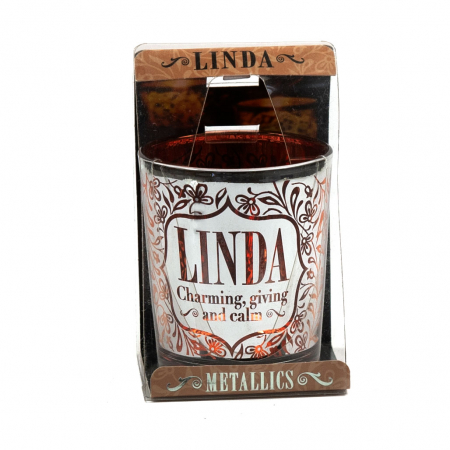 Metallics Personalised Candle Pot with Sentiment – Linda