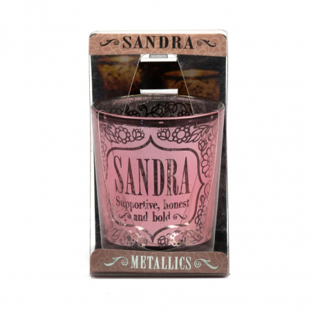 Metallics Personalised Candle Pot with Sentiment – Sandra