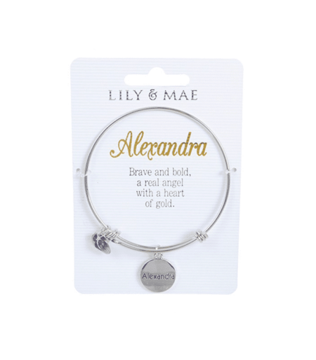 Personalised Bangle with Silver Charm – Alexandra