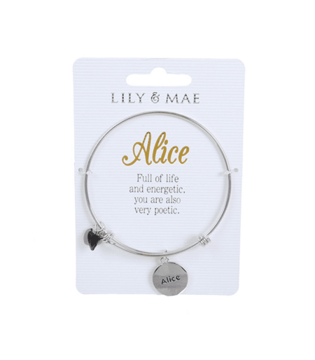 Personalised Bangle with Silver Charm – Alice