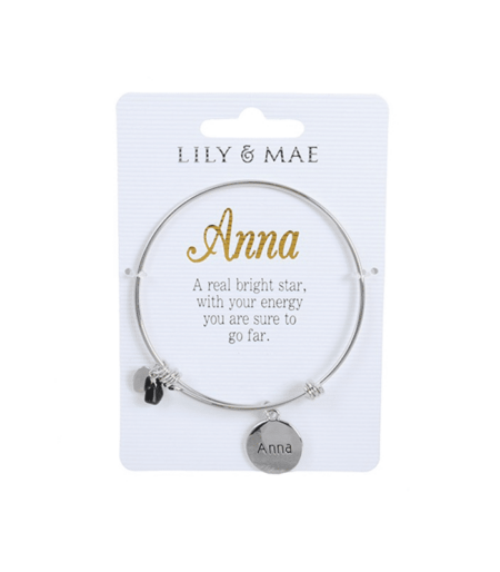 Personalised Bangle with Silver Charm – Anna