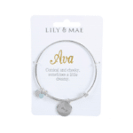 Personalised Bangle with Silver Charm – Ava