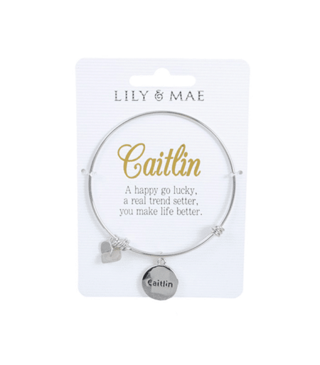 Personalised Bangle with Silver Charm – Caitlin