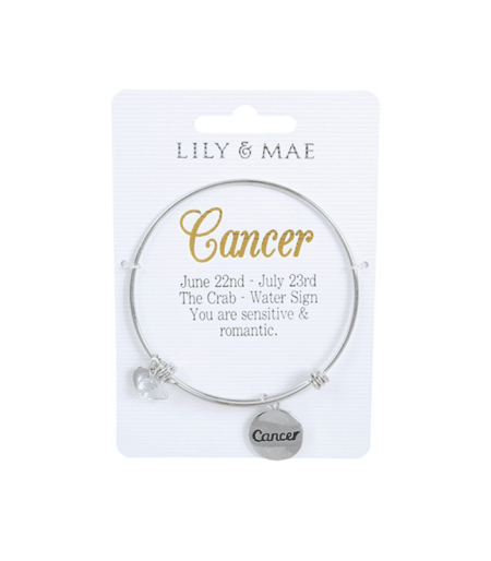 Personalised Bangle with Silver Charm – Cancer