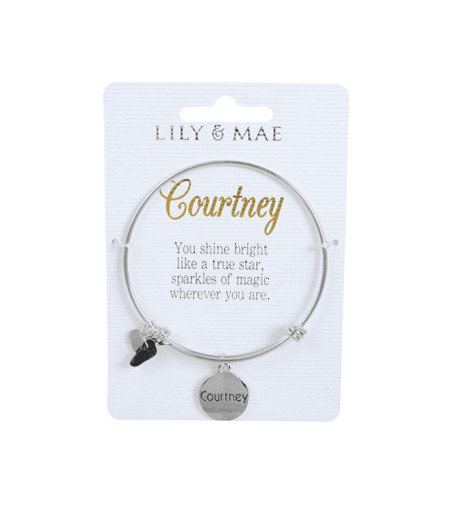 Personalised Bangle with Silver Charm – Courtney