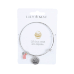 Personalised Bangle with Silver Charm – Cupcake Motif