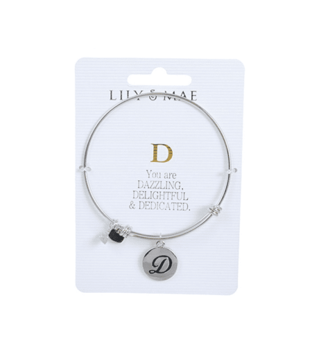 Personalised Bangle with Silver Charm – D