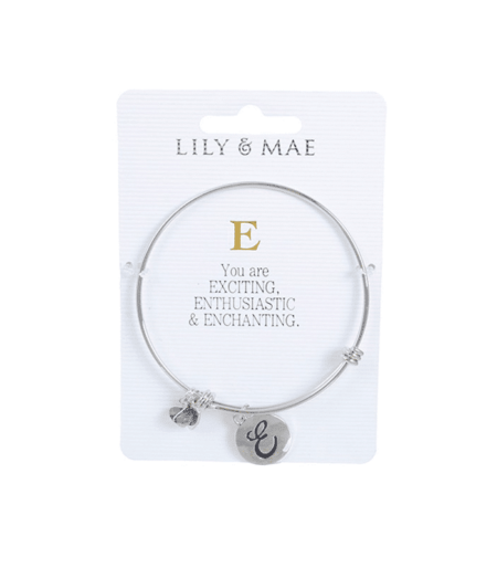Personalised Bangle with Silver Charm – E