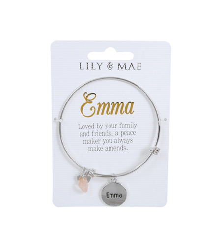 Personalised Bangle with Silver Charm – Emma
