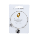Personalised Bangle with Silver Charm – Footprints Motif