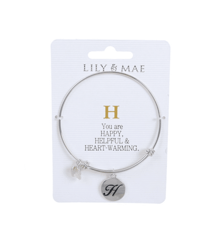 Personalised Bangle with Silver Charm – H