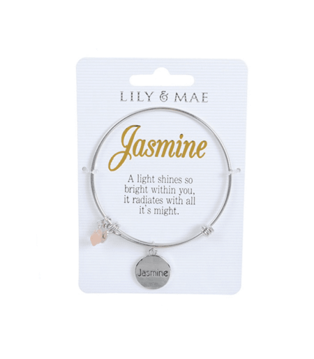 Personalised Bangle with Silver Charm – Jasmine