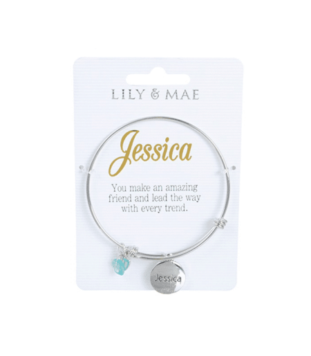 Personalised Bangle with Silver Charm – Jessica