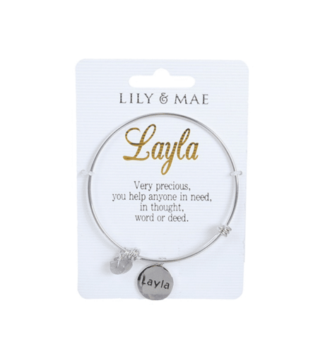 Personalised Bangle with Silver Charm – Layla