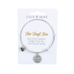 Personalised Bangle with Silver Charm – Live Laugh Love