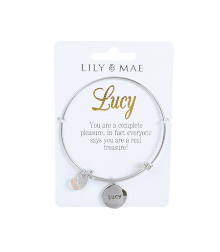 Personalised Bangle with Silver Charm – Lucy