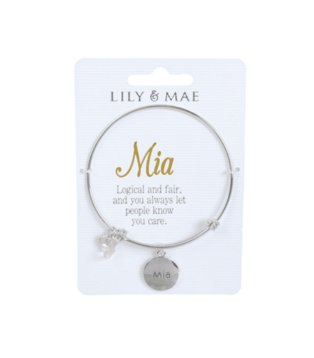 Personalised Bangle with Silver Charm – Mia