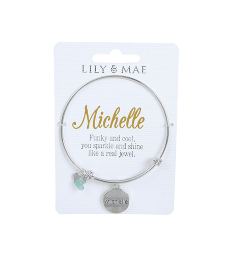 Personalised Bangle with Silver Charm – Michelle