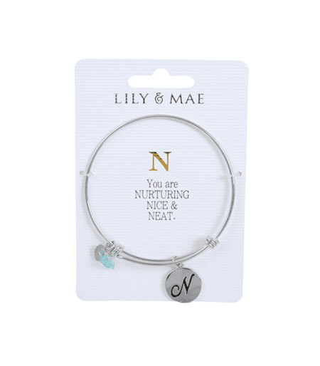 Personalised Bangle with Silver Charm – N