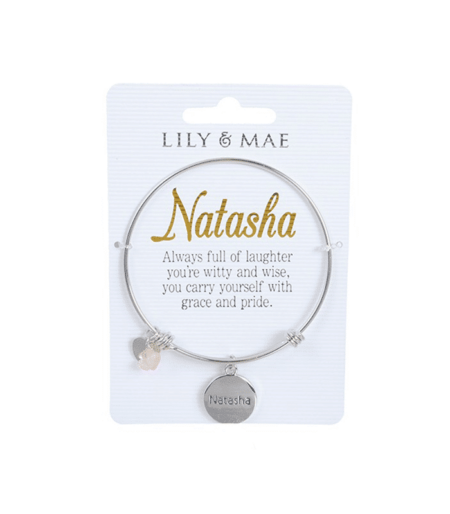 Personalised Bangle with Charm – Natasha. Personalised gifts for her