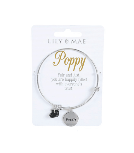 Personalised Bangle with Charm - Poppy, Personalised gifts for her