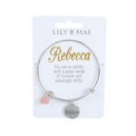 Personalised Bangle with Charm – Rebecca. Personalised gifts for her