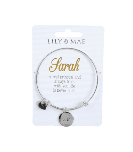 Personalised Bangle with Charm – Sarah. Personalised gifts for her
