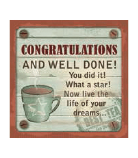 Personalised Cuppa Coasters - Congratulations and well done!
