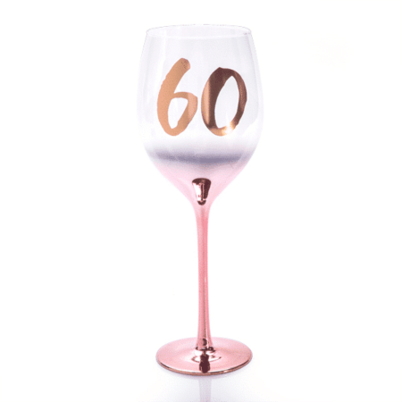 60th Birthday Blush Wine Glass