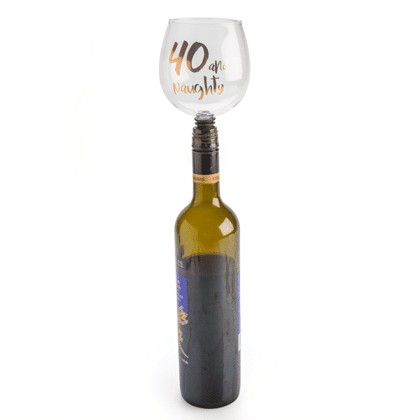 40 and Naughty Tipple Topper Wine Glass